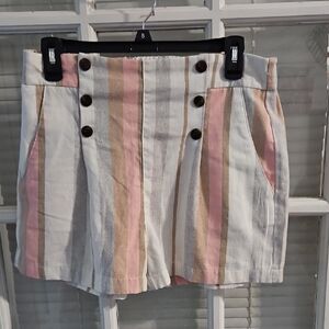 ❤️ Simply Blessed Striped Button-Front Shorts with Pockets. Sz Large